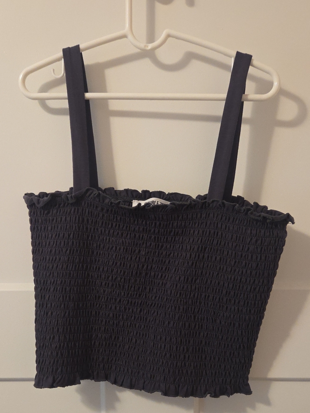 Double Zero Smocked Navy Crop Top with Straps